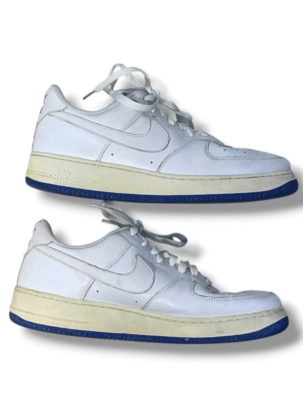 Nike Air Force 1 sneakers Vintage 2008 Leather Low Top white blue Men Size 12 - Picture 5 of 16